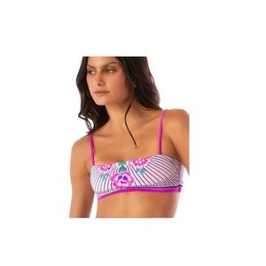 Maaji Cerise Bouquet Reversible Bandeau Bikini Top size L NWT